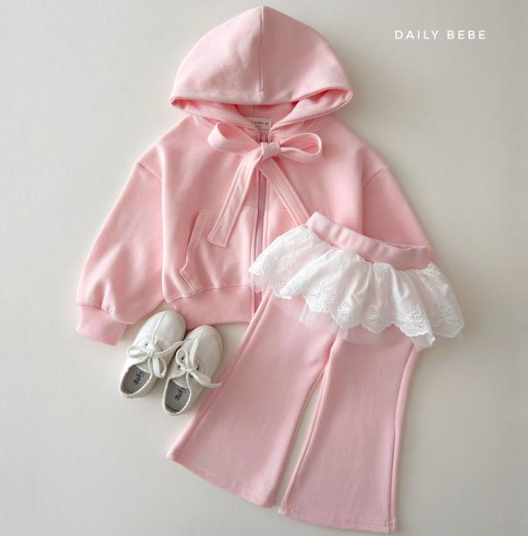 [KIDS] Ribbon Hood Zip-up