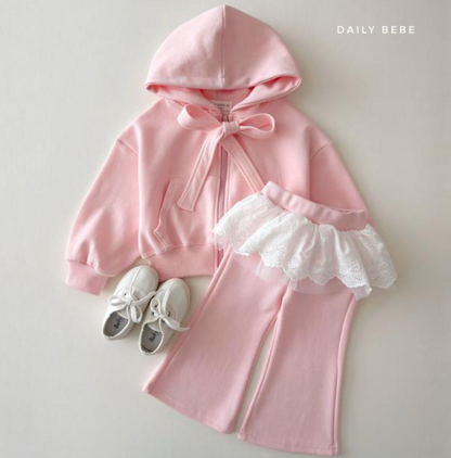 [KIDS] Ribbon Hood Zip-up