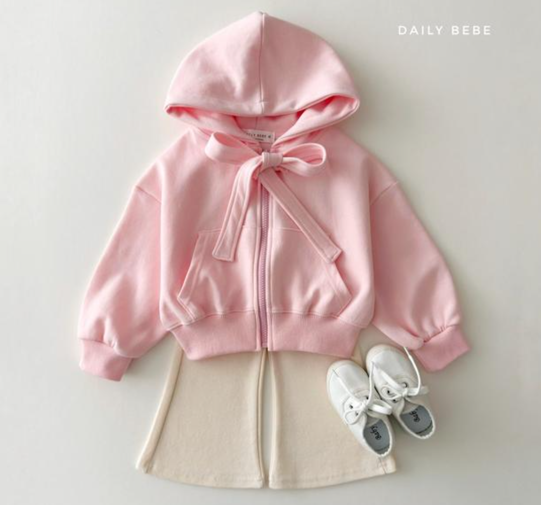 [KIDS] Ribbon Hood Zip-up