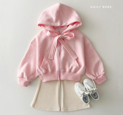 [KIDS] Ribbon Hood Zip-up
