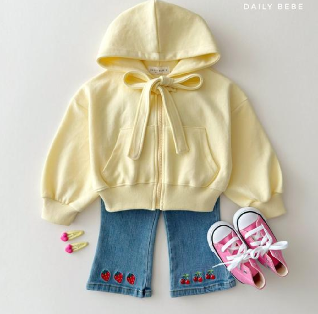 [KIDS] Ribbon Hood Zip-up