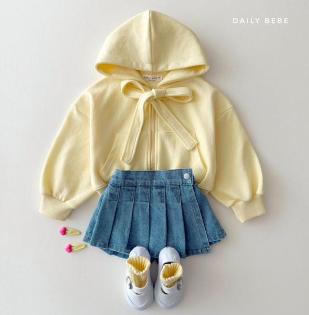 [KIDS] Ribbon Hood Zip-up