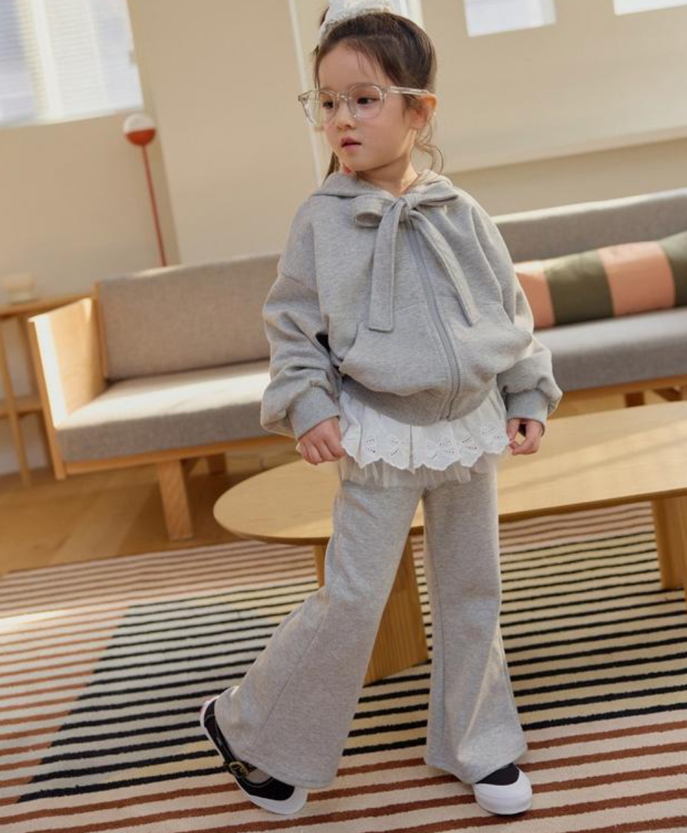 [KIDS] Ribbon Hood Zip-up