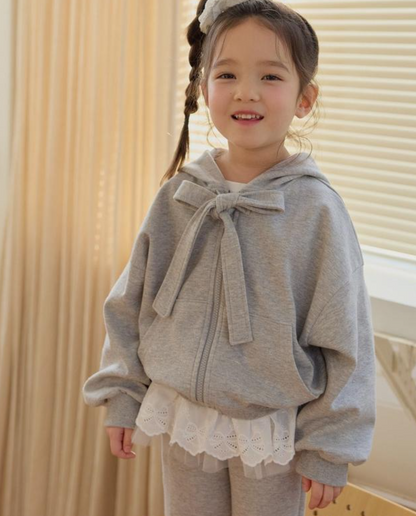 [KIDS] Ribbon Hood Zip-up