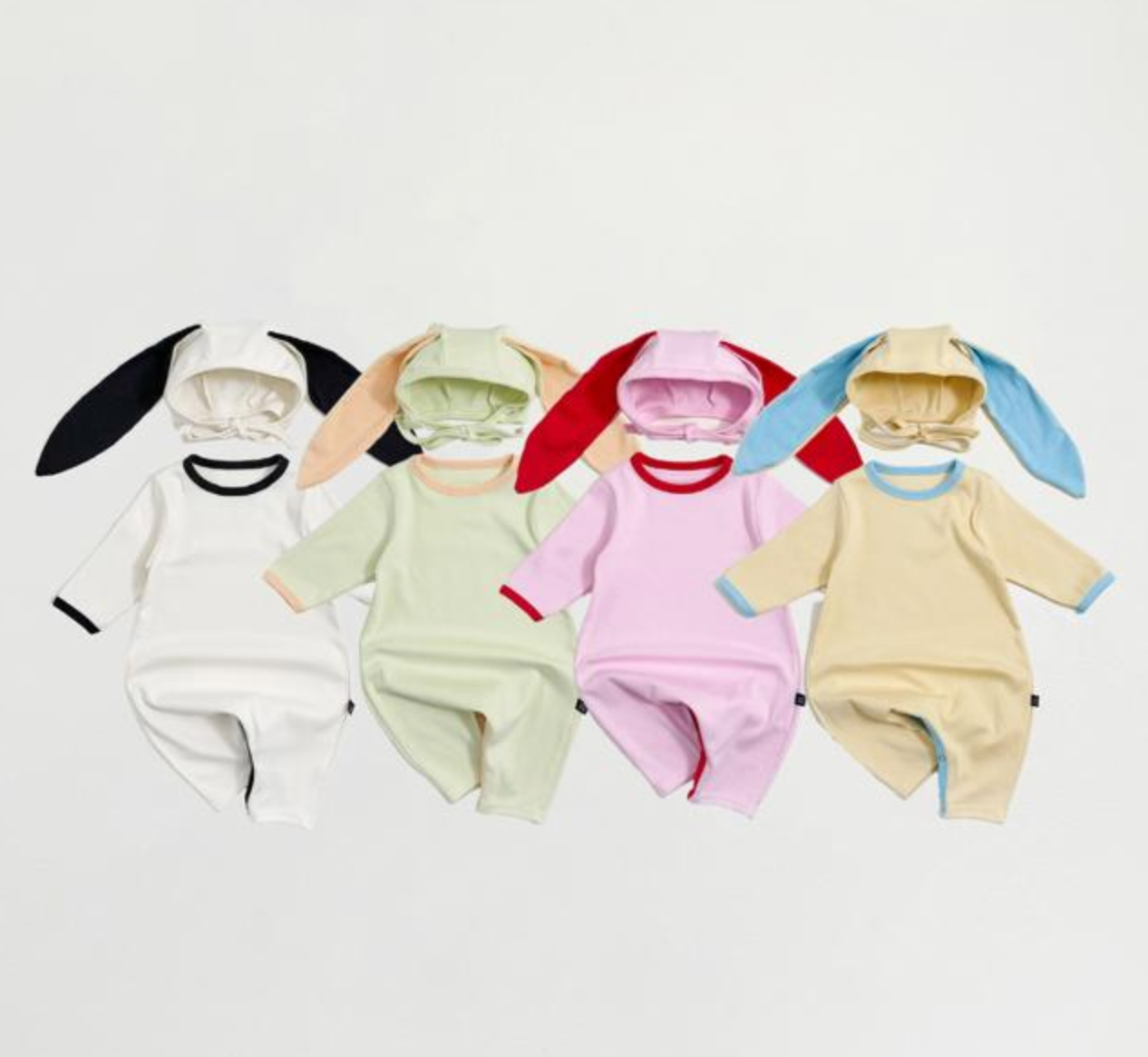 [BABY] Modal Heart Suit + Bunny Hat Set