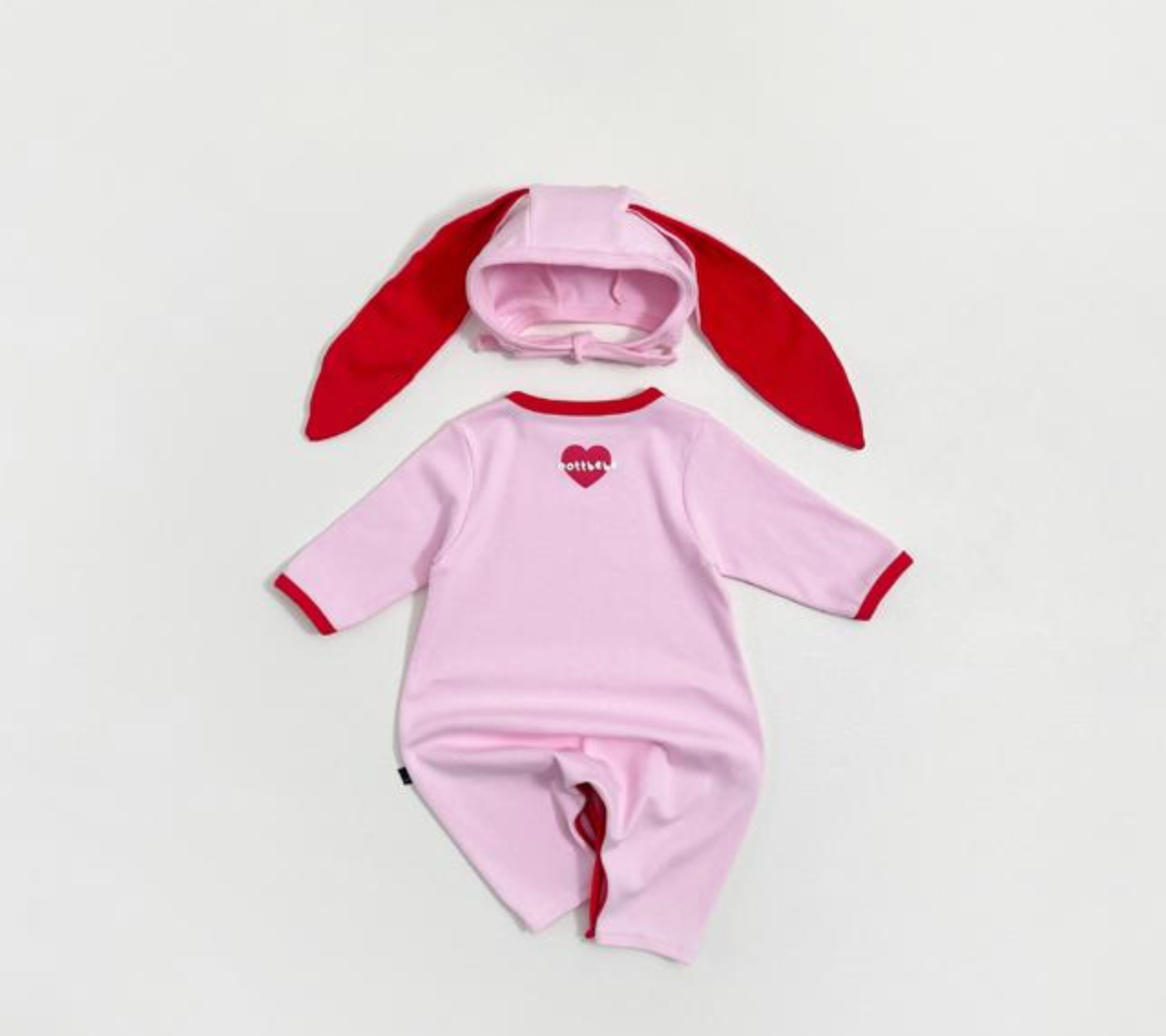 [BABY] Modal Heart Suit + Bunny Hat Set