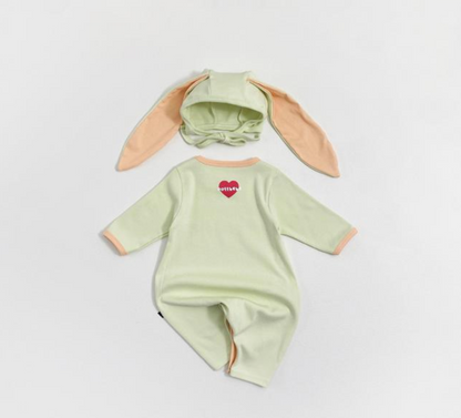 [BABY] Modal Heart Suit + Bunny Hat Set