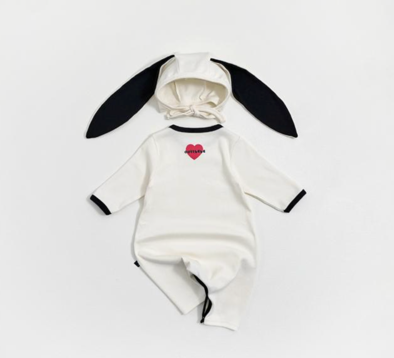 [BABY] Modal Heart Suit + Bunny Hat Set