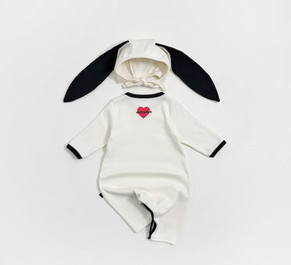[BABY] Modal Heart Suit + Bunny Hat Set