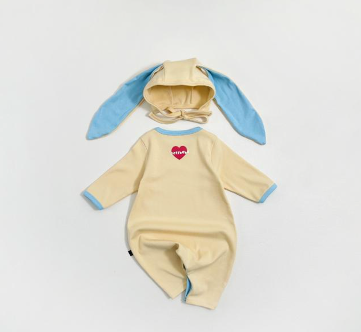 [BABY] Modal Heart Suit + Bunny Hat Set