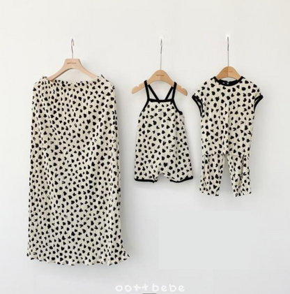 [BABY/KIDS/MOM] Leopard Pleats Mom / Overalls / Toddler Set