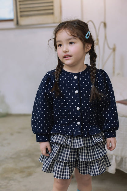 [KIDS/JUNIOR] Dot Jacquard Frill Cardigan