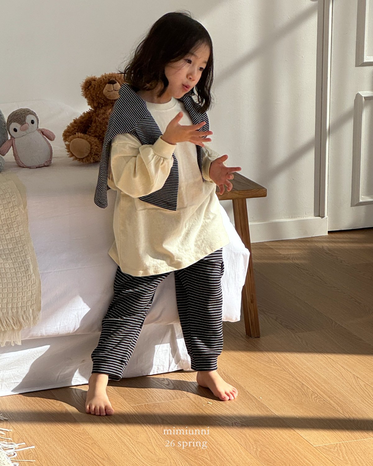 [KIDS] 1+1 Ribbed Striped Pants